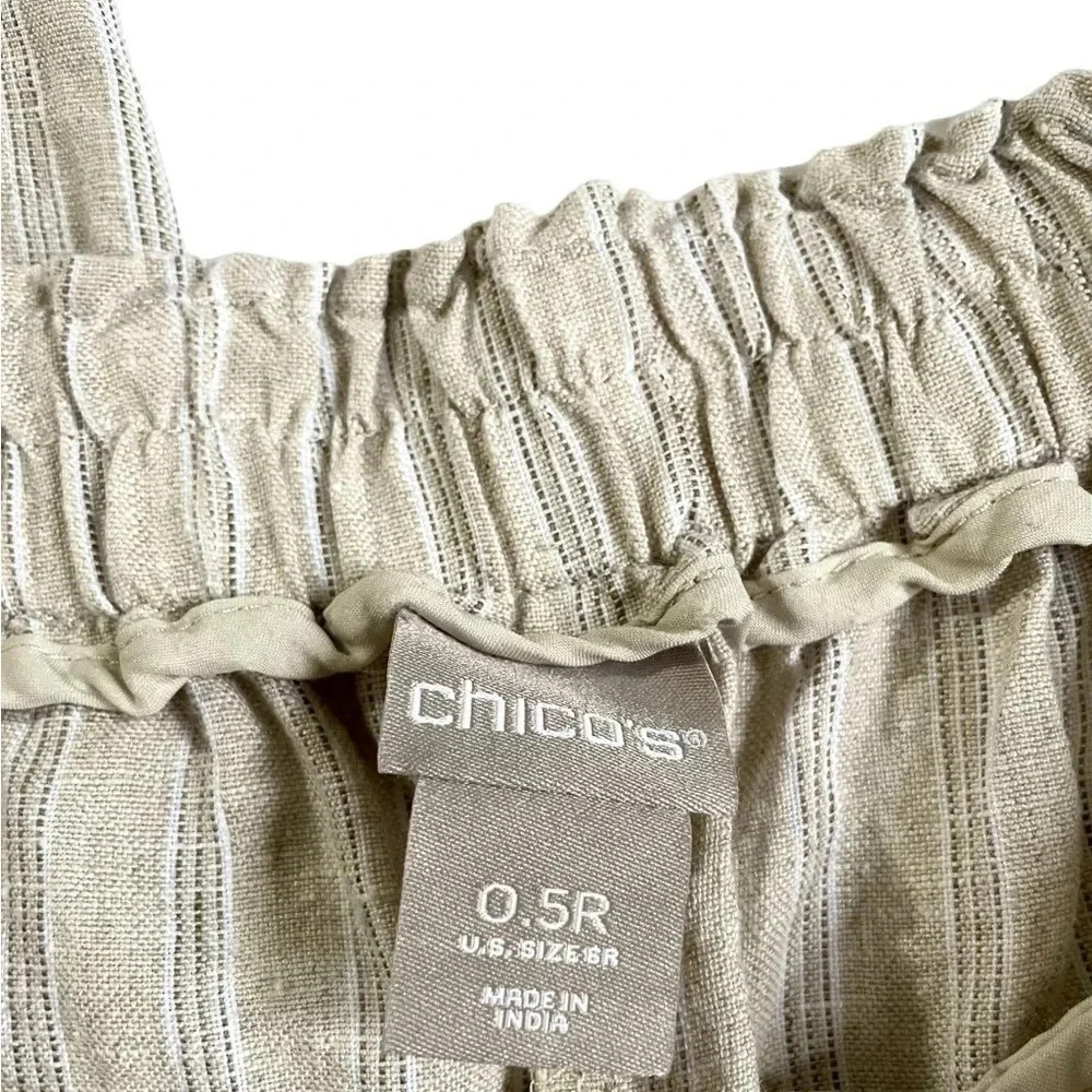 Chico’s Striped Linen Drawstring Pull On Ankle Pa… - image 4